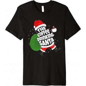 The Coffee Drinking Santa Christmas Coffee Santa Claus T-Shirt