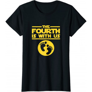 The Fourth Is With Us Pregnancy Cute Baby Footprints T-Shirt