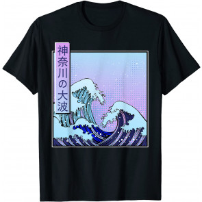 The Great Wave Off Kanagawa Vaporwave Japanese 80s 90s Retro T-Shirt