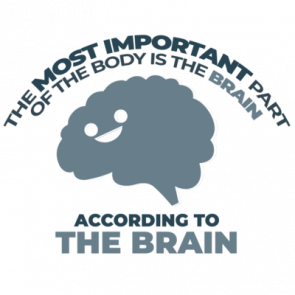 The Most Important Part Of The Body Is The Brain  According To The Brain Funny Sarcasm Tshirt