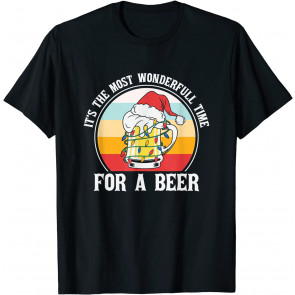 The Most Wonderful Time For A Beer Santa Drinking Christmas T-Shirt