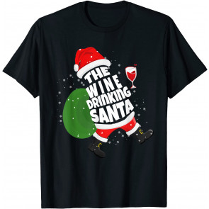 The Wine Drinking Santa I Christmas Pajama Wine Santa Claus T-Shirt
