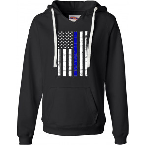 Thin Blue Line Distressed American Flag T-Shirt