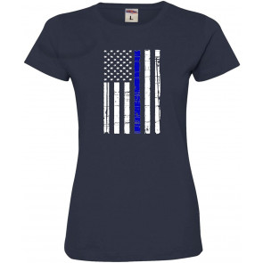 Thin Blue Line Distressed American Flag Deluxe Soft T-Shirt