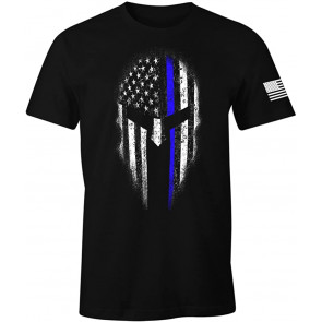 Thin Blue Line USA Flag Spartan Men's T-Shirt
