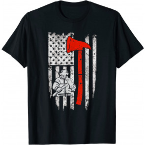 Thin Red Line Firefighter USA Flag T-Shirt