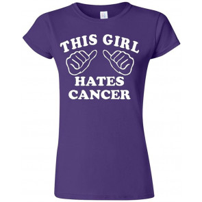 This Girl Hates Cancer Purple Junior T-Shirt
