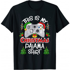 This Is My Christmas Pajama Santa Hat Gamer Video Game Games T-Shirt