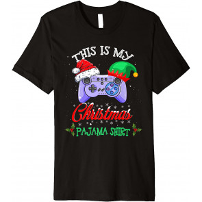This Is My Christmas Pajama Santa Hat Gamer Video Game T-Shirt