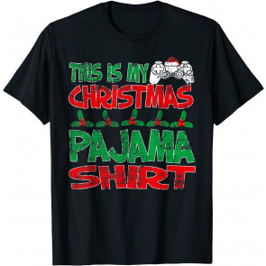 This Is My Christmas Pajama Shrit Santa Hat Gamer Video Game T-Shirt