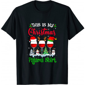 This Is My Christmas Pajama Wine Glass Lover Drinking T-Shirt