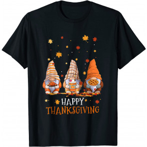 Three Gnomes Happy Thanksgiving Autumn Fall Pumpkin Spice T-Shirt