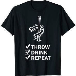 Throw, Drink, Repeat Horseshoe Pitching Ringer T-Shirt