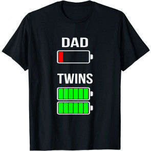 Tired Dad Low Battery Twins Full Charge T-Shirt