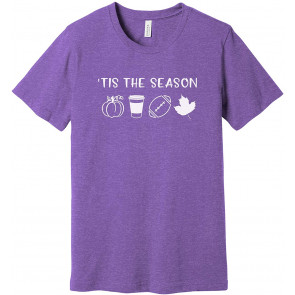 Tis The Season Pumpkins Football Coffee Fall T-Shirt
