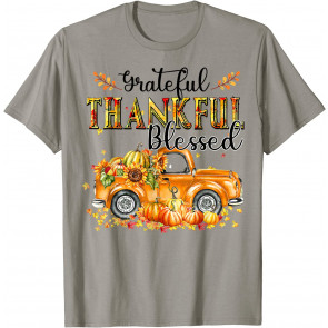 Truck Pumpkin Grateful Thankful Blessed Happy Fall Y'all T-Shirt