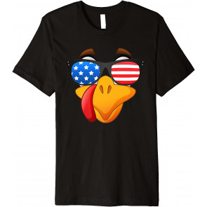 Turkey Face 2021 Thanksgiving Design Costume Patriotic Love T-Shirt
