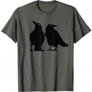 Twin Beautiful Black Raven Birds And Crows Silhouette T-Shirt