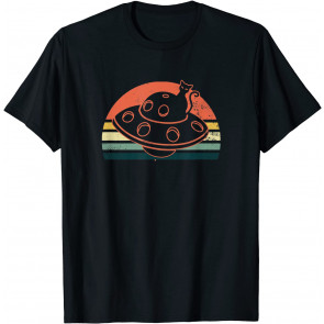 UFO Cat Design Vintage Retro Sunset Gift T-Shirt