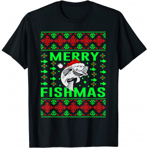 Ugly Christmas Merry Fishmas Fishing T-Shirt