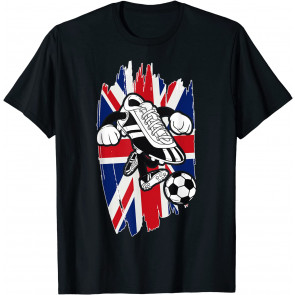 UK Flag Soccer Shoe Ball Union Jack Gift Patriotic Soccer T-Shirt