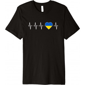 Ukrainian Heartbeat I Love Ukraine Country Heart Flag Gift T-Shirt