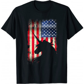 Unicorn Patriotic USA American Flag 4th Of July Gift T-Shirt