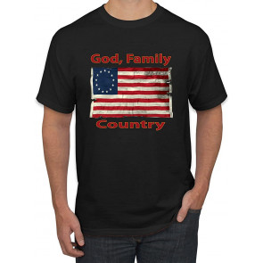 US 13 Star Flag God Family Country Americana/American T-Shirt