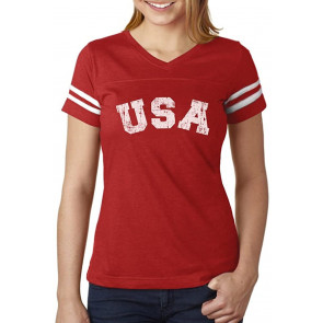 USA 4th Of July For Women Patriotic Retro American Football Jersey Tshirt