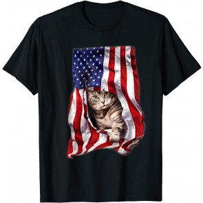 USA American Flag Cat Kitty Kitten  T-Shirt