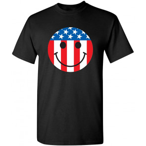 USA Flag Smile Face Besty Ross Flag Emoticon Patriotic 4th Of July T-Shirt