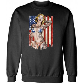 USA Marilyn Monroe - America Flag Patriot - Fleece Sweat T-Shirt