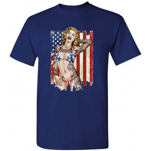 USA Marilyn Monroe - America Flag Patriot - T-Shirt