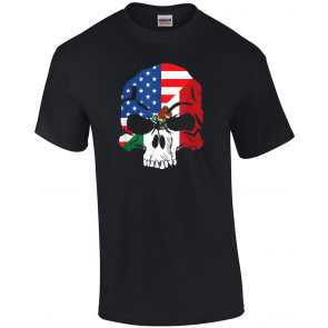 Mexico USA Flag Skull Mexican American Chicano Latina Raza T-Shirt