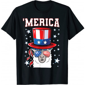 USA Patriotic American Llama July 4th Alpaca T-Shirt