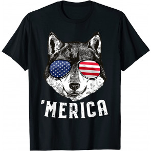 USA Patriotic Wolf American Flag 4th Of July Merica Gift T-Shirt