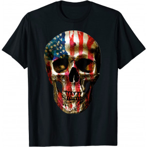 USA Vintage Flag Skull T-Shirt
