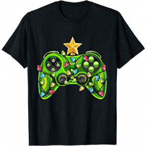 Video Game Controller Christmas Tree Lights Ornament Boys T-Shirt