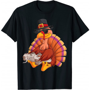 Video Game Thanksgiving Turkey Gamer Boys Kids T-Shirt
