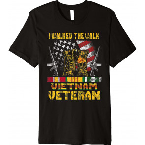 Vietnam Veteran With US Flag With Combat Boots Patriotic T-Shirt