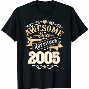 Vintage 16th Birthday Awesome Since November 2005 Boys Girls T-Shirt