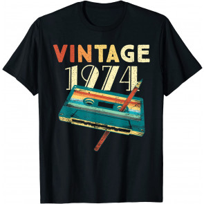 Vintage 1974 Music Cassette 47th Birthday Gifts 47 Years Old T-Shirt