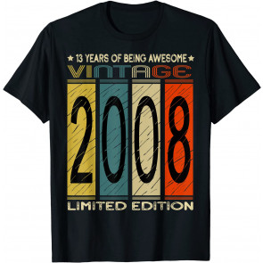 Vintage 2008 Limited Edition 13 Year Old 13th Birthday Retro T-Shirt