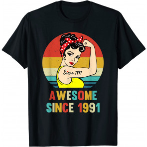 Vintage 30th Birthday 1991 Women Gift For 30 Year Old Woman T-Shirt