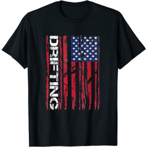 Vintage American Flag Car Racing Drifting T-Shirt