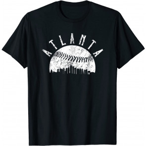 Vintage Atlanta Georgia Distressed Skyline Baseball T-Shirt
