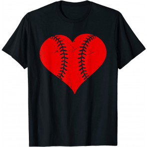 Vintage Baseball Heart Valentine's Day Boys Girls Kids T-Shirt