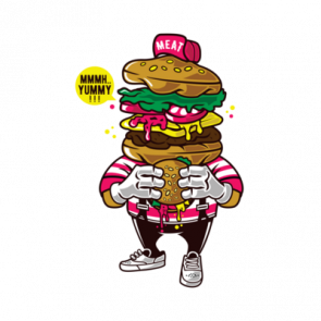 Vintage Burger Eating Burger Cannibal Tshirt