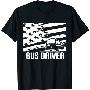 Vintage Bus Driver American Flag T-Shirt