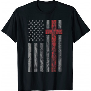 Vintage Distressed USA Flag Christian  T-Shirt